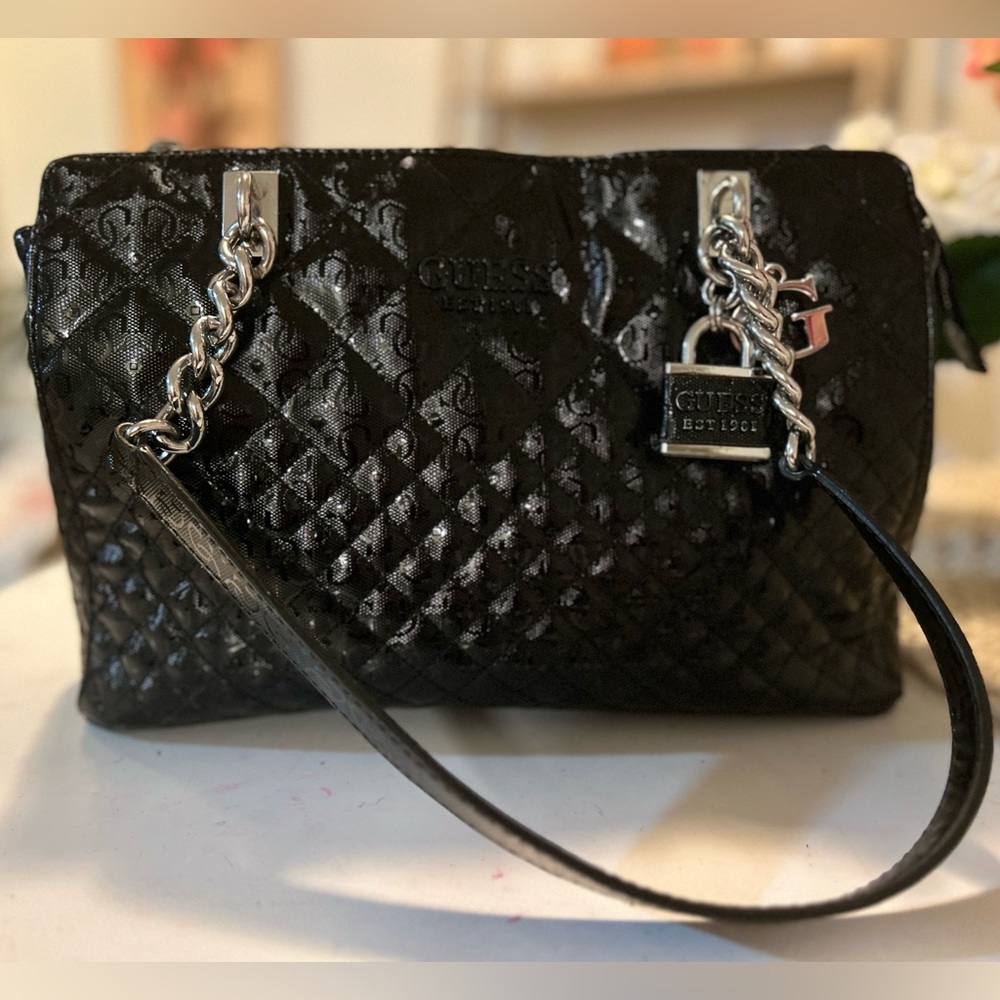 Guess Black Queenie Satchel Handbag - Picture 5 of 15